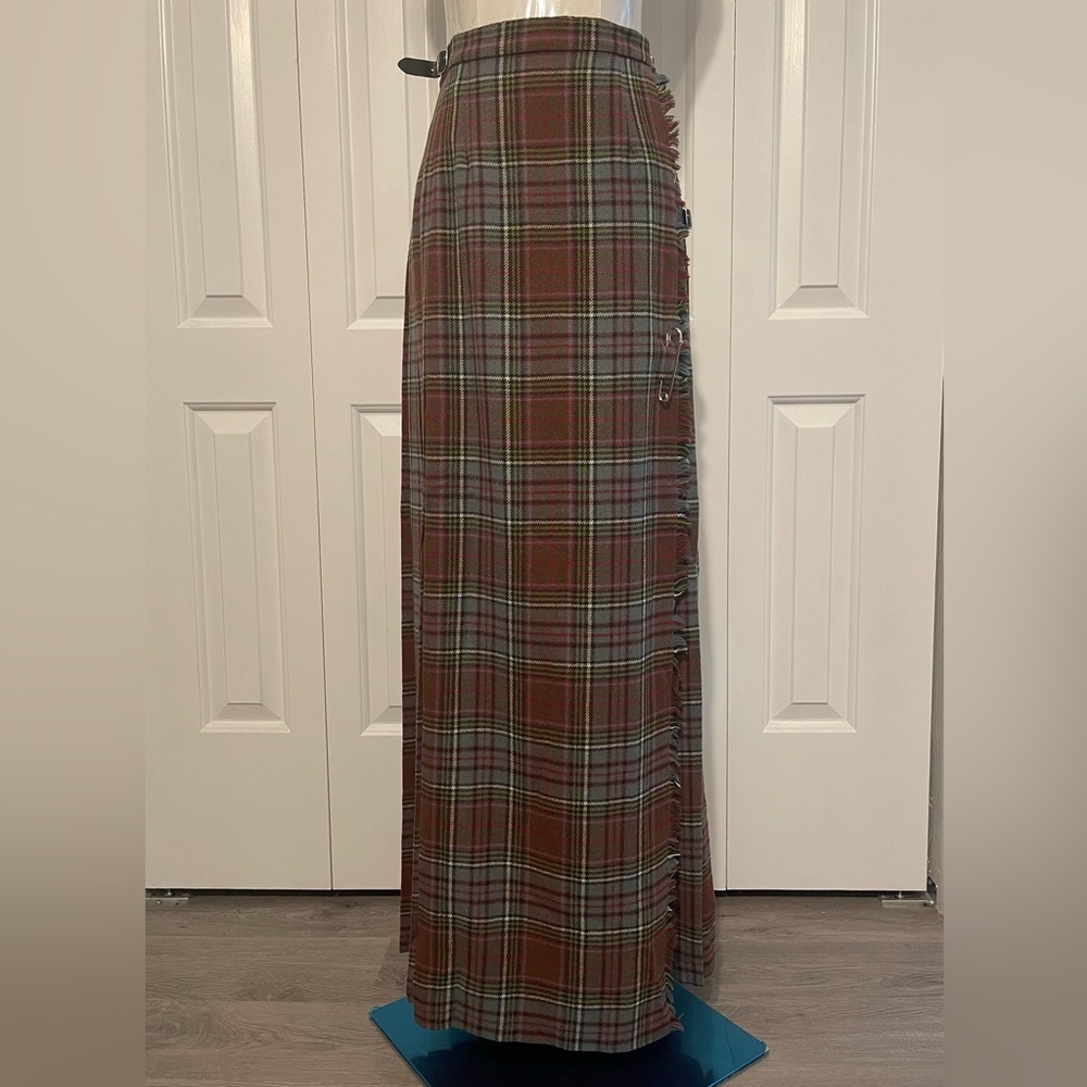 VTG LAIRD-PORTCH of SCOTLAND Tartan Plaid Kilt-Inspired Wool Maxi Wrap Skirt NWT